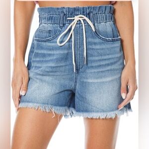 Juicy Couture Frayed Hem Blue Jean Shorts. High Waist. Great Condition. Size 26